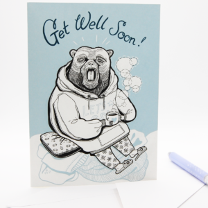 Lazy Bear Get Well Greeting Card