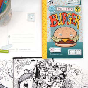 Weird Burger Coloring Postcards